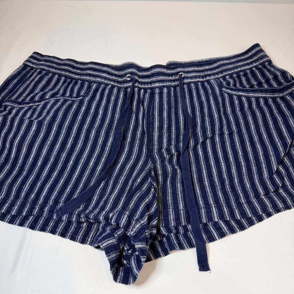 GAP Shorts Women's Navy White Striped XL Pull On Drawstring Pockets